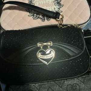 Juicy Couture Black Clutch with Gold Heart Accent